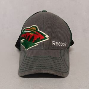 Reebok Minnesota Wild Ballcap Hat L/XL Gray Black Adjustable Embroidered Emblem